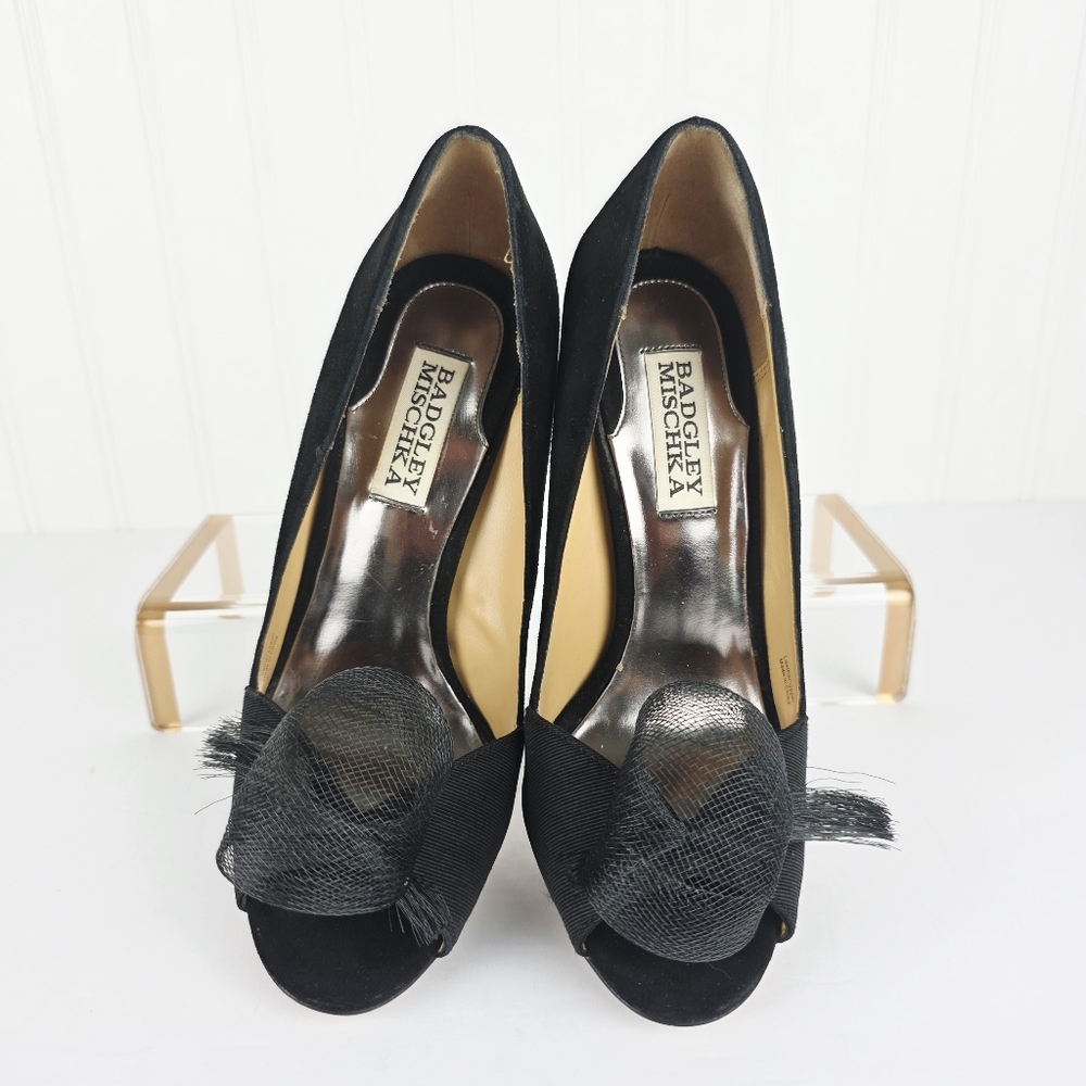 Badgley Mischka Open Toe Pump Black 4.5'' Heel Size 6 - Picture 3 of 10